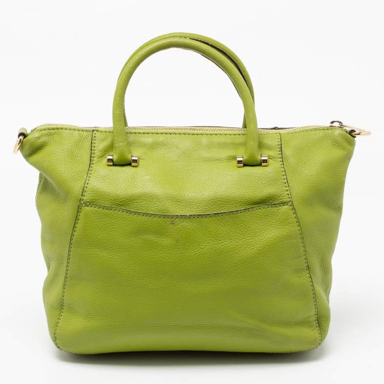 Pre Owned MICHAEL Michael Kors Green Soft Leather Fulton Chain Satchel
