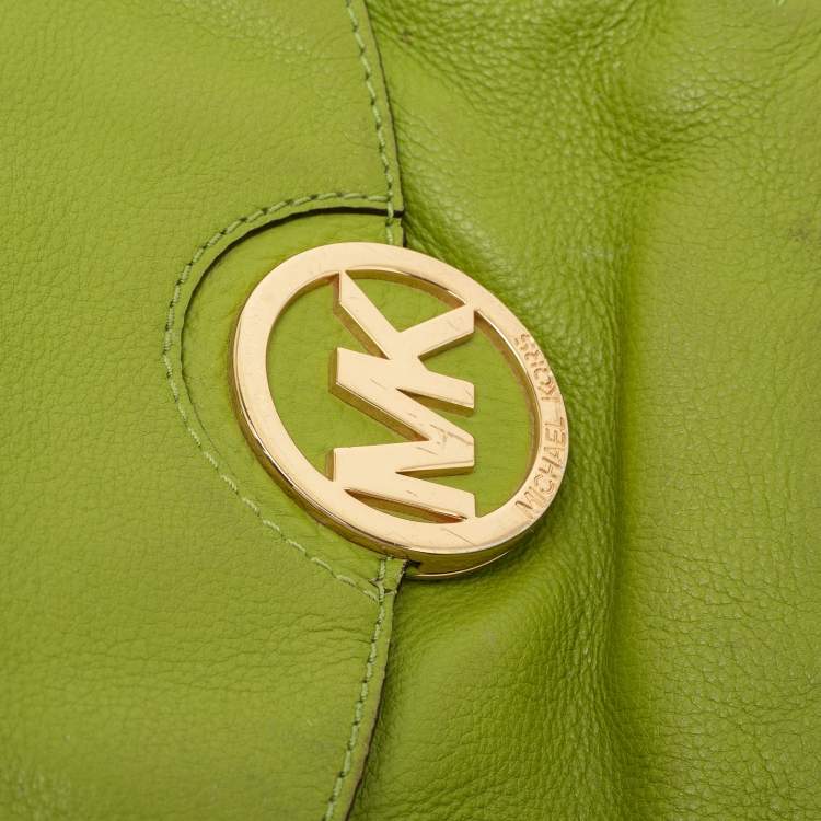 Pre Owned MICHAEL Michael Kors Green Soft Leather Fulton Chain Satchel