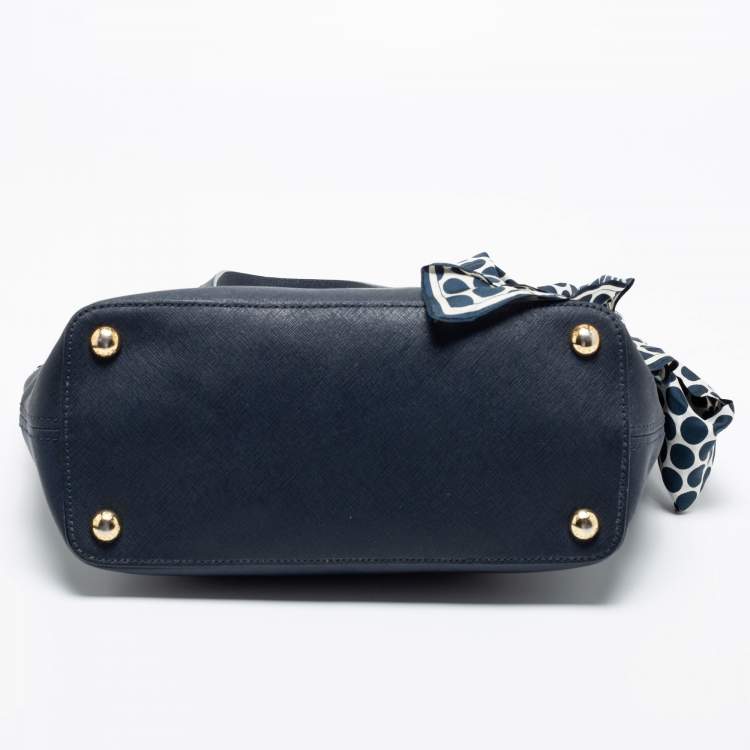 مملوكة مسبقًا MICHAEL Michael Kors Navy Blue Saffiano Leather Jet Set Scarf Tote