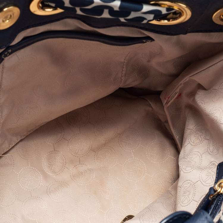 مملوكة مسبقًا MICHAEL Michael Kors Navy Blue Saffiano Leather Jet Set Scarf Tote