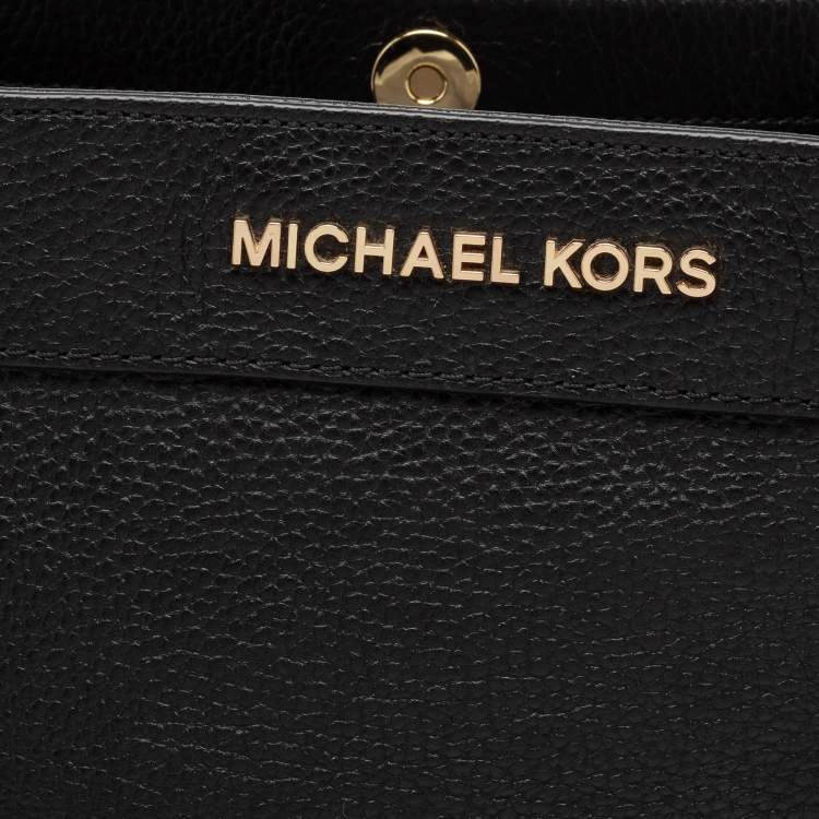 Pre Owned Michael Kors Black Leather Jet Set Chain Shoulder Bag