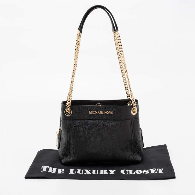 Pre Owned Michael Kors Black Leather Jet Set Chain Shoulder Bag