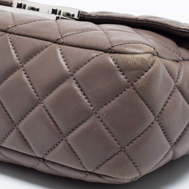 Pre Owned Michael Kors Dark Beige Quilted Leather Sloan Shoulder Bag