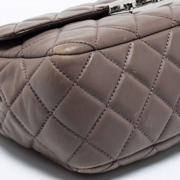 Pre Owned Michael Kors Dark Beige Quilted Leather Sloan Shoulder Bag