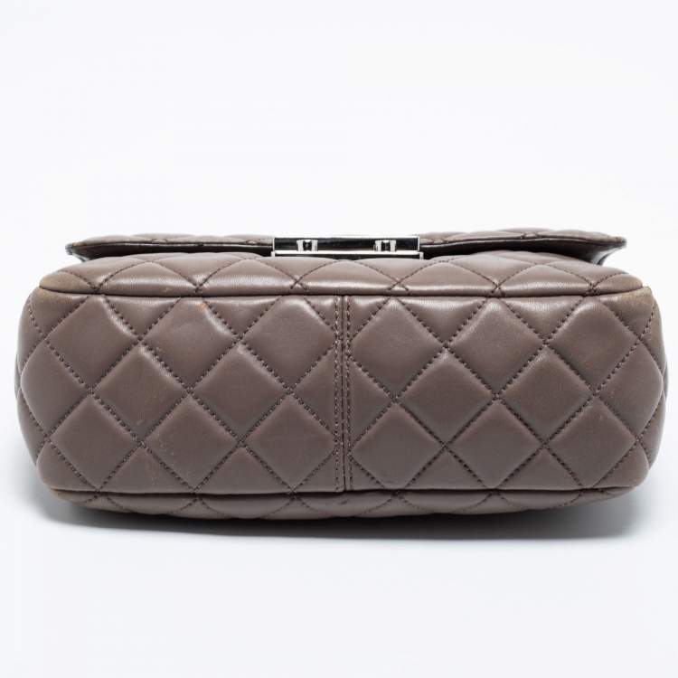 Pre Owned Michael Kors Dark Beige Quilted Leather Sloan Shoulder Bag