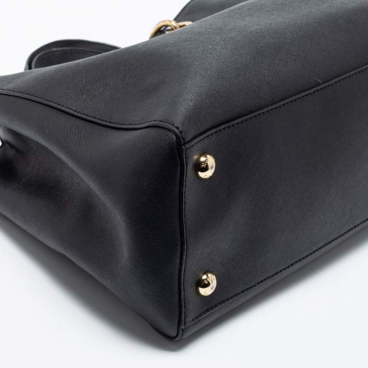 Pre Owned MICHAEL Michael Kors Black Leather Large Cynthia Tote