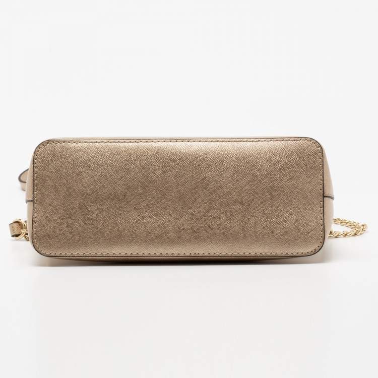Pre Owned MICHAEL Michael Kors Gold Leather Cindy Shoulder Bag