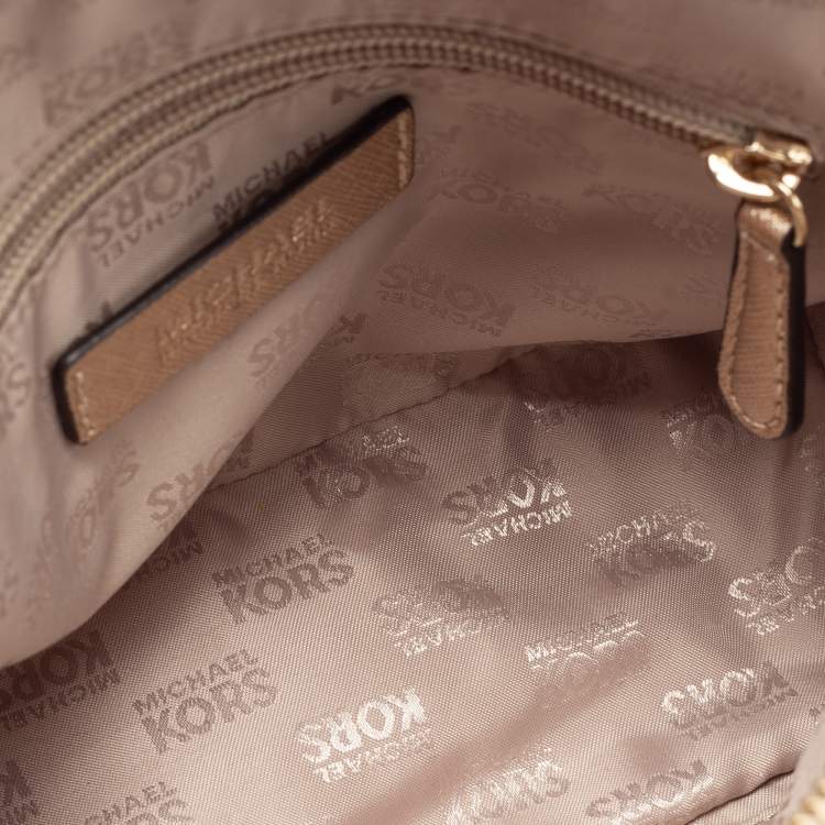 Pre Owned MICHAEL Michael Kors Gold Leather Cindy Shoulder Bag