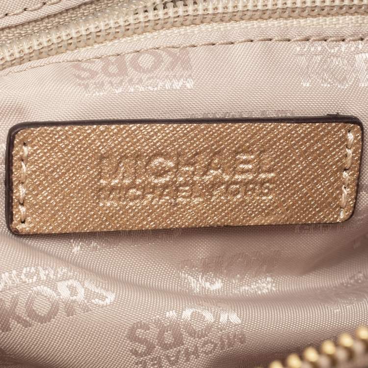 Pre Owned MICHAEL Michael Kors Gold Leather Cindy Shoulder Bag