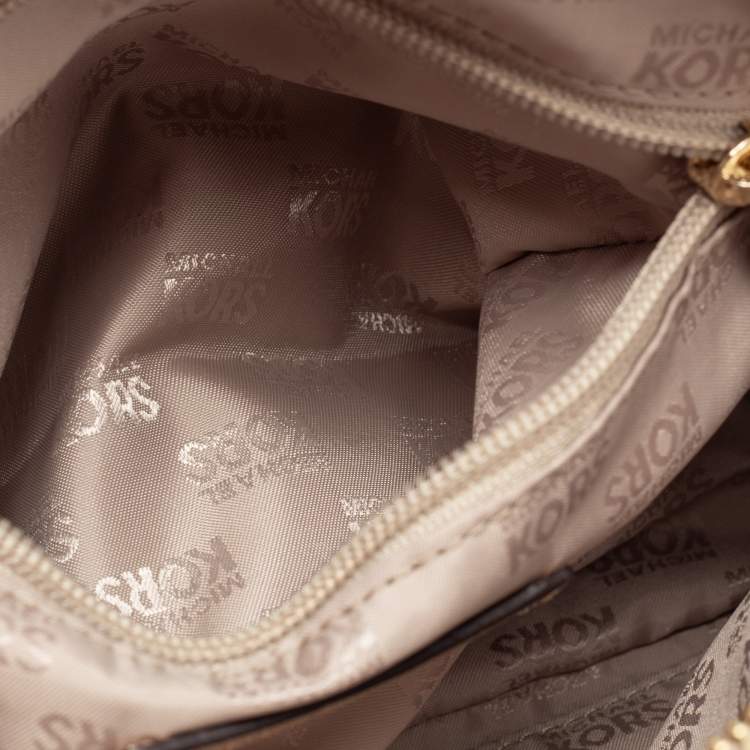 Pre Owned MICHAEL Michael Kors Gold Leather Cindy Shoulder Bag