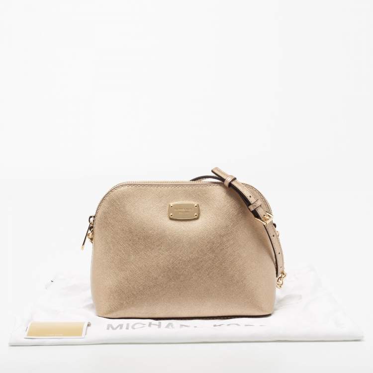 Pre Owned MICHAEL Michael Kors Gold Leather Cindy Shoulder Bag