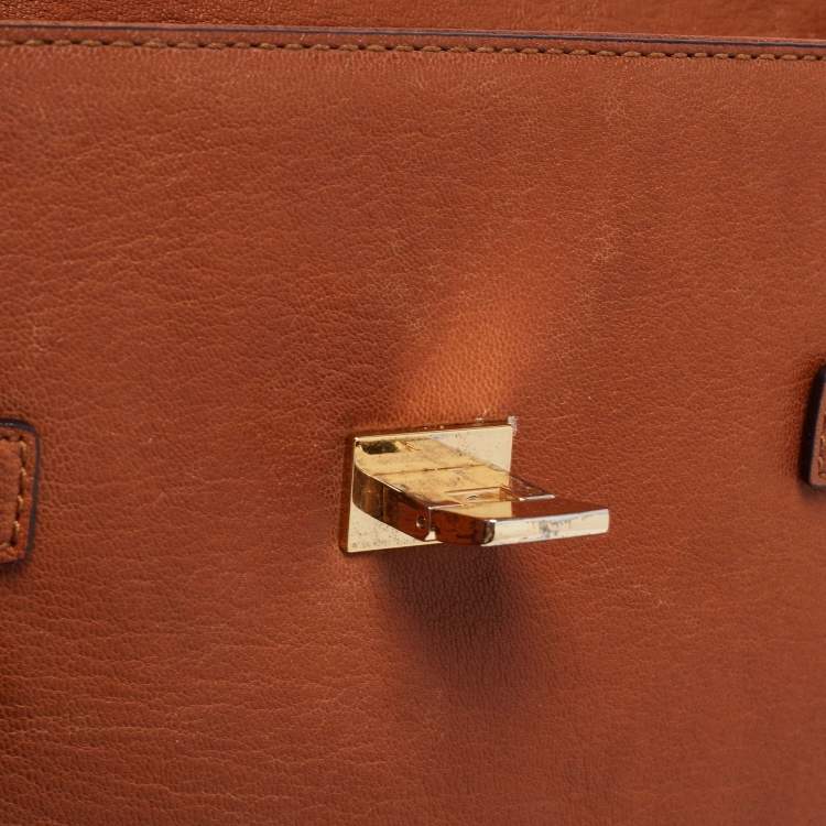 Pre Owned MICHAEL Michael Kors Brown Leather Astrid Top Handle Bag