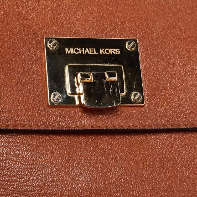 Pre Owned MICHAEL Michael Kors Brown Leather Astrid Top Handle Bag