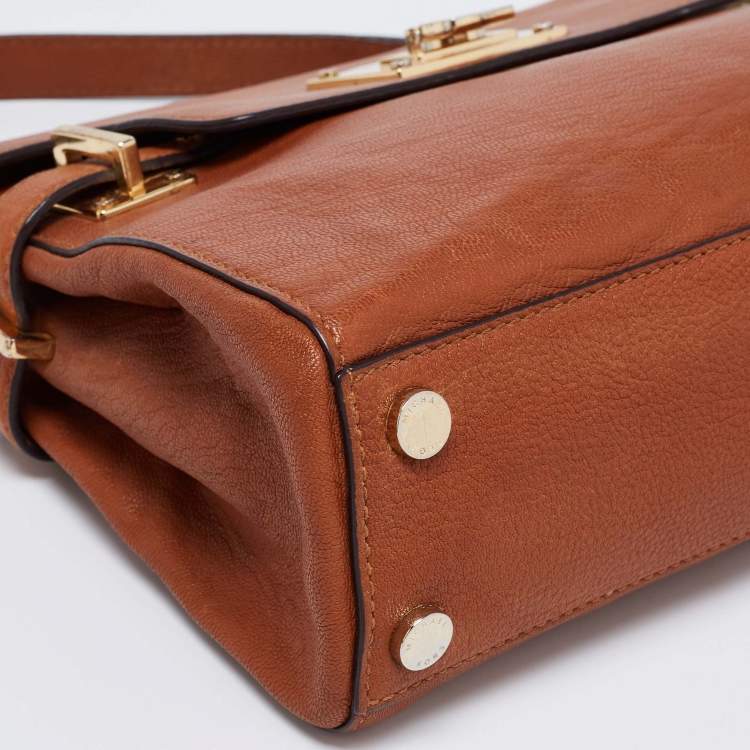 Pre Owned MICHAEL Michael Kors Brown Leather Astrid Top Handle Bag