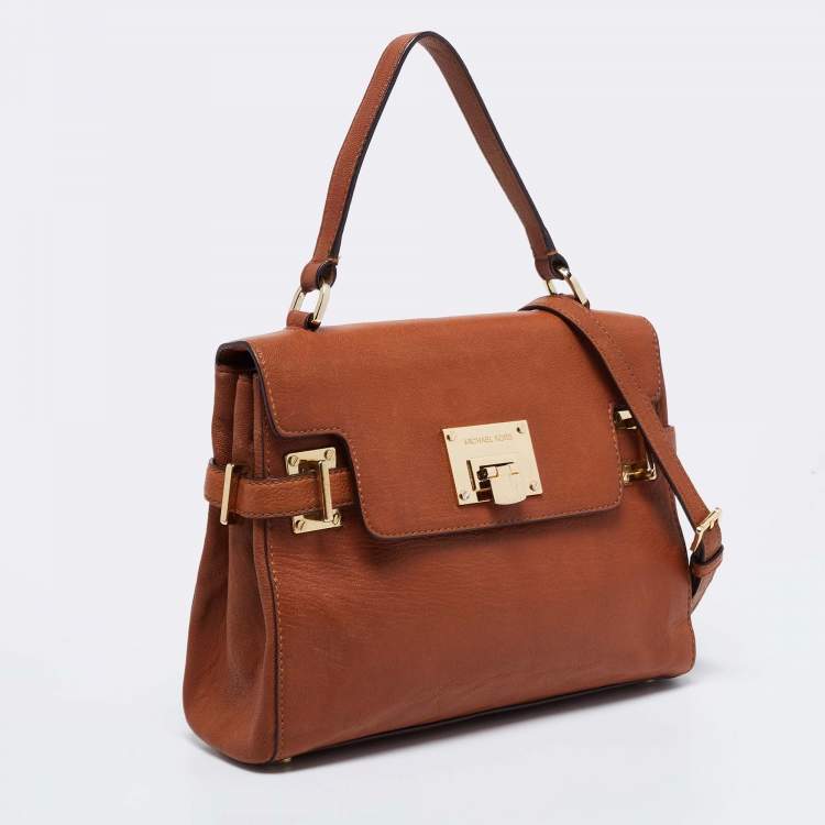 Pre Owned MICHAEL Michael Kors Brown Leather Astrid Top Handle Bag