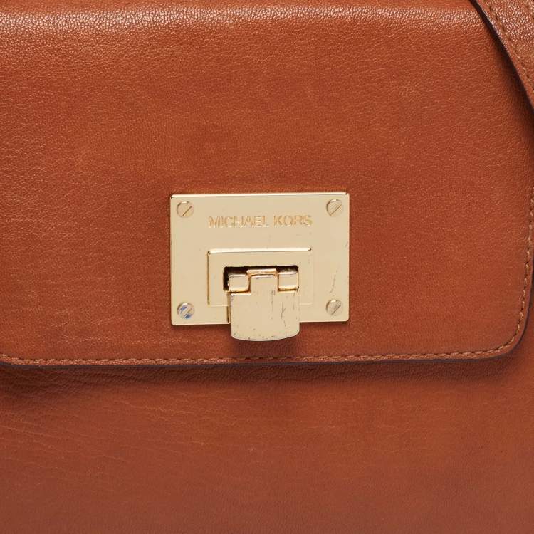 Pre Owned MICHAEL Michael Kors Brown Leather Astrid Top Handle Bag