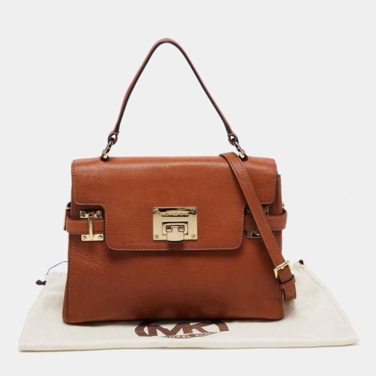 Pre Owned MICHAEL Michael Kors Brown Leather Astrid Top Handle Bag