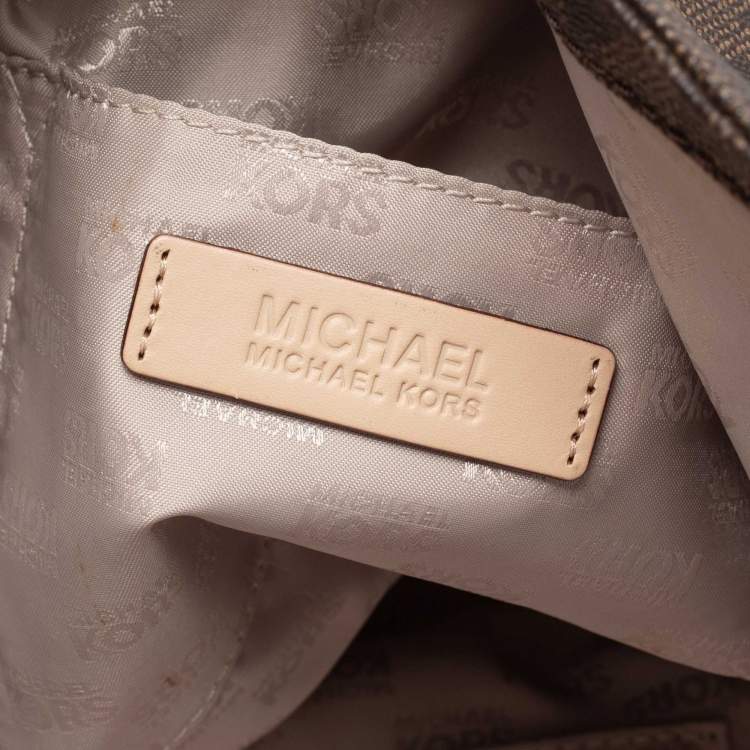 Pre Owned  MICHAEL Michael Kors Brown Signature Coated Canvas and Leather Lilly Chain Hobo