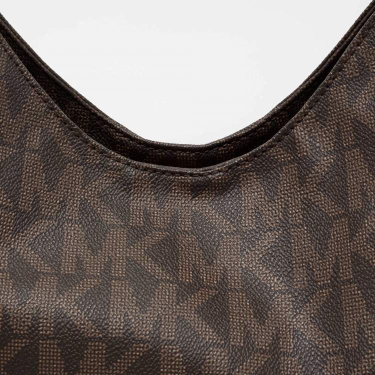 Pre Owned  MICHAEL Michael Kors Brown Signature Coated Canvas and Leather Lilly Chain Hobo