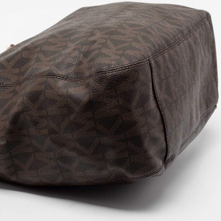 Pre Owned  MICHAEL Michael Kors Brown Signature Coated Canvas and Leather Lilly Chain Hobo