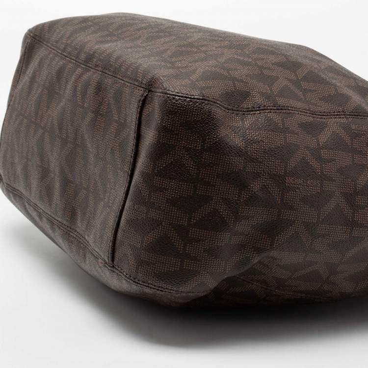 Pre Owned  MICHAEL Michael Kors Brown Signature Coated Canvas and Leather Lilly Chain Hobo