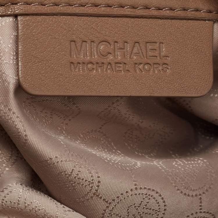 Pre Owned MICHAEL Michael Kors Dark Beige Leather Jet Set Chain Shoulder Bag