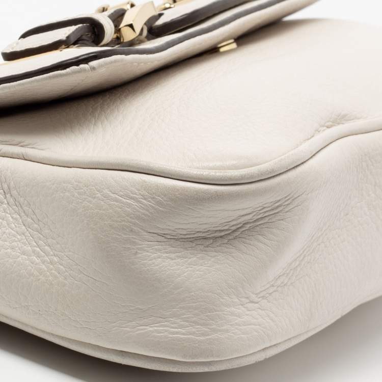 Pre Owned MICHAEL Michael Kors Off White Leather Hamilton Flap Shoulder Bag