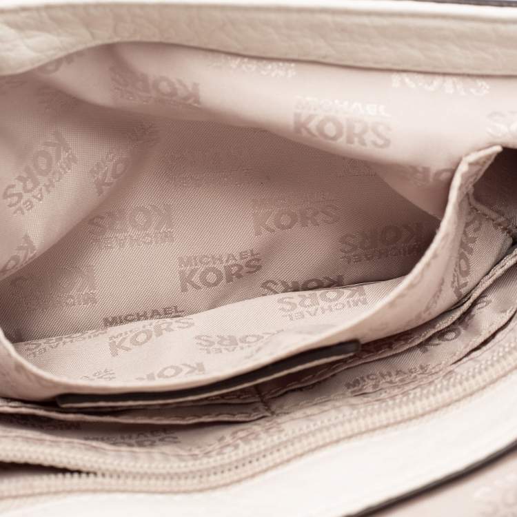 Pre Owned MICHAEL Michael Kors Off White Leather Hamilton Flap Shoulder Bag