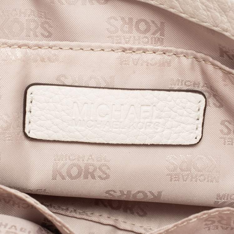 Pre Owned MICHAEL Michael Kors Off White Leather Hamilton Flap Shoulder Bag