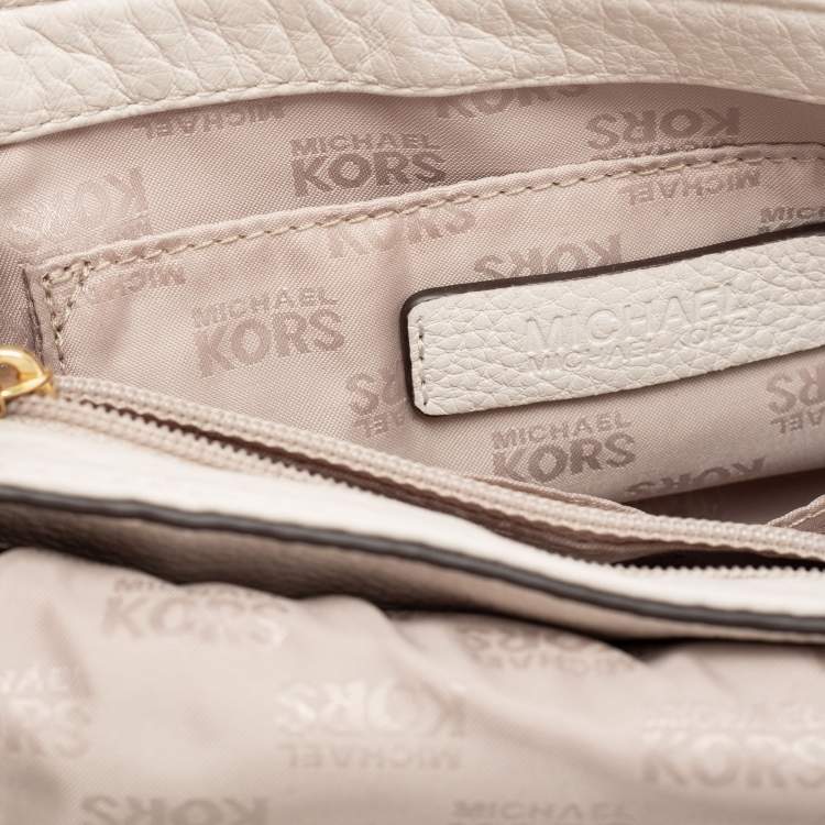 Pre Owned MICHAEL Michael Kors Off White Leather Hamilton Flap Shoulder Bag
