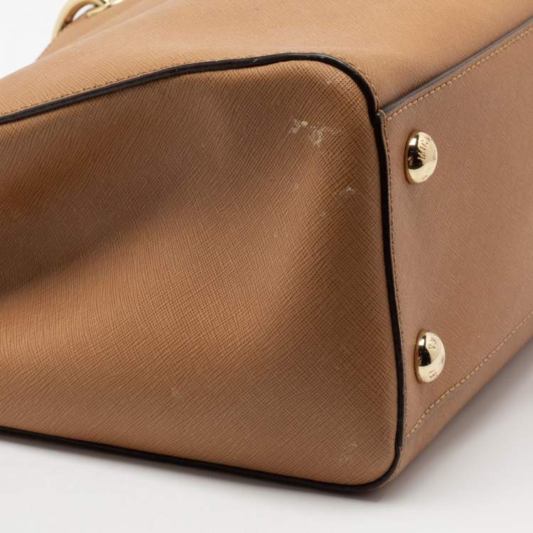 Pre Owned MICHAEL Michael Kors Sand Tan Saffiano Leather Cynthia Tote