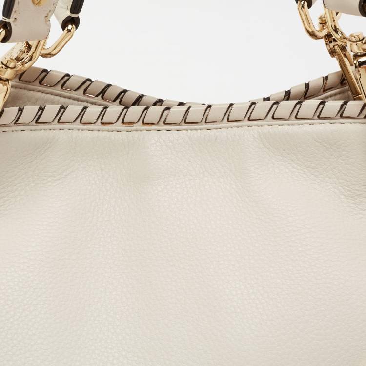 Pre Owned MICHAEL Michael Kors White Leather Whipstitch Detail Bennet Tote