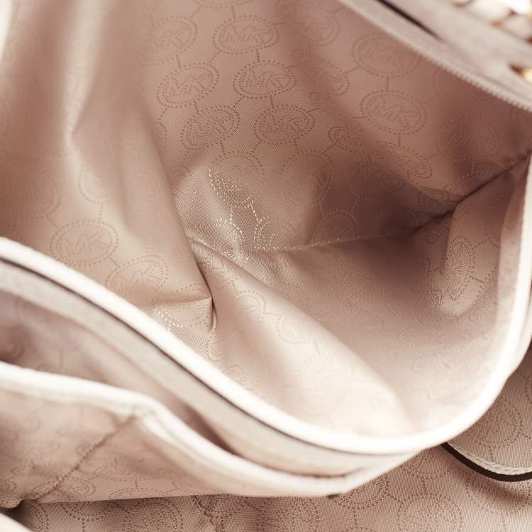 Pre Owned MICHAEL Michael Kors White Leather Whipstitch Detail Bennet Tote