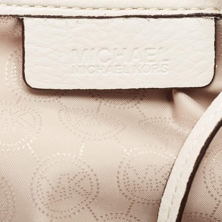 Pre Owned MICHAEL Michael Kors White Leather Whipstitch Detail Bennet Tote