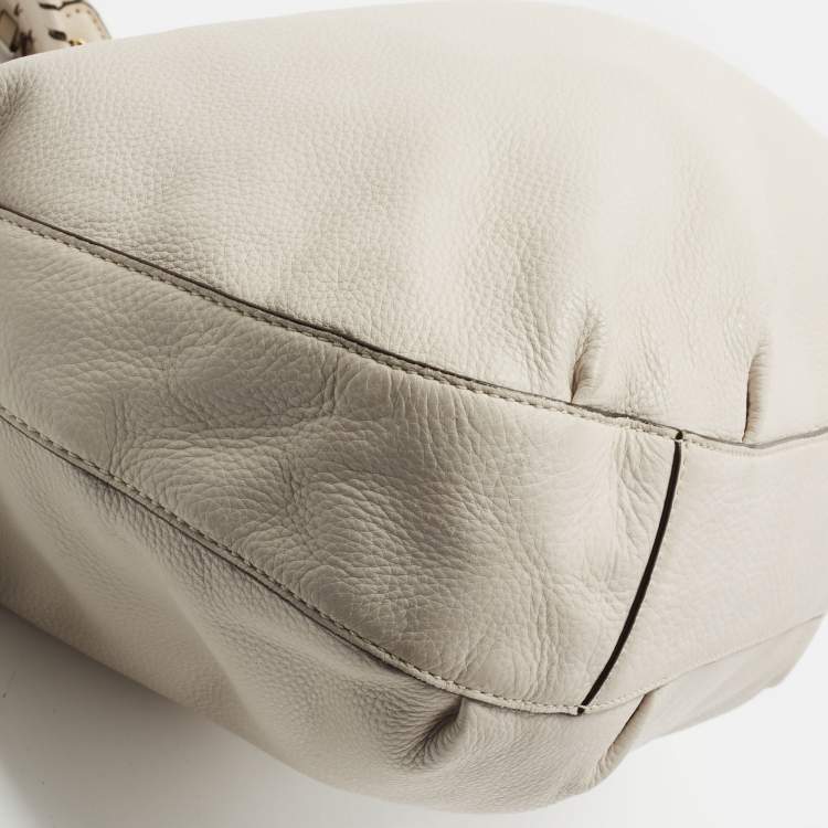 Pre Owned MICHAEL Michael Kors White Leather Whipstitch Detail Bennet Tote