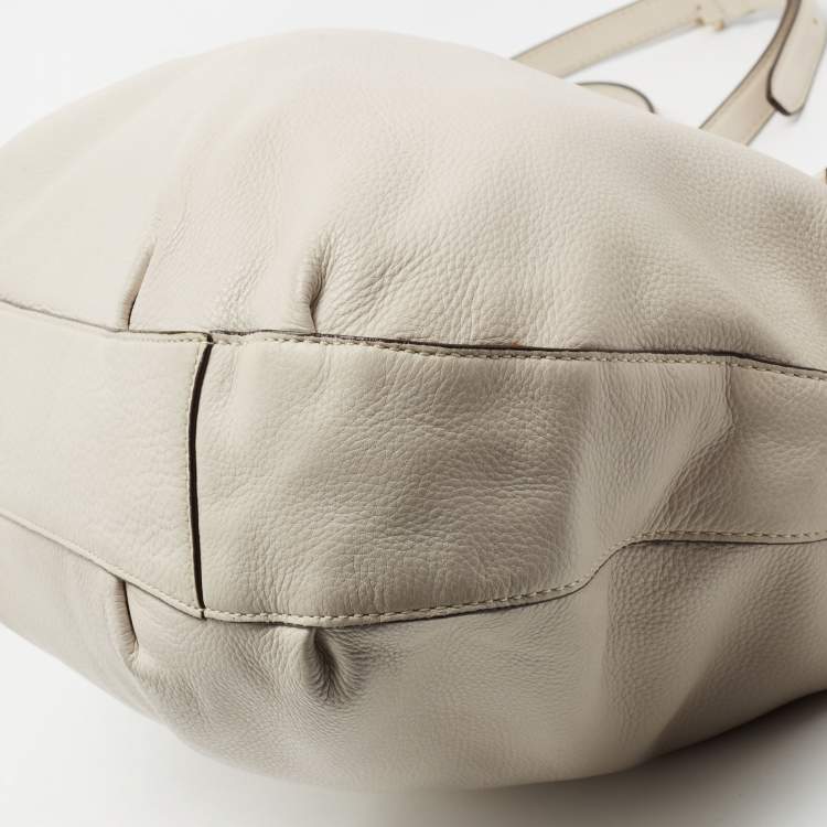 Pre Owned MICHAEL Michael Kors White Leather Whipstitch Detail Bennet Tote