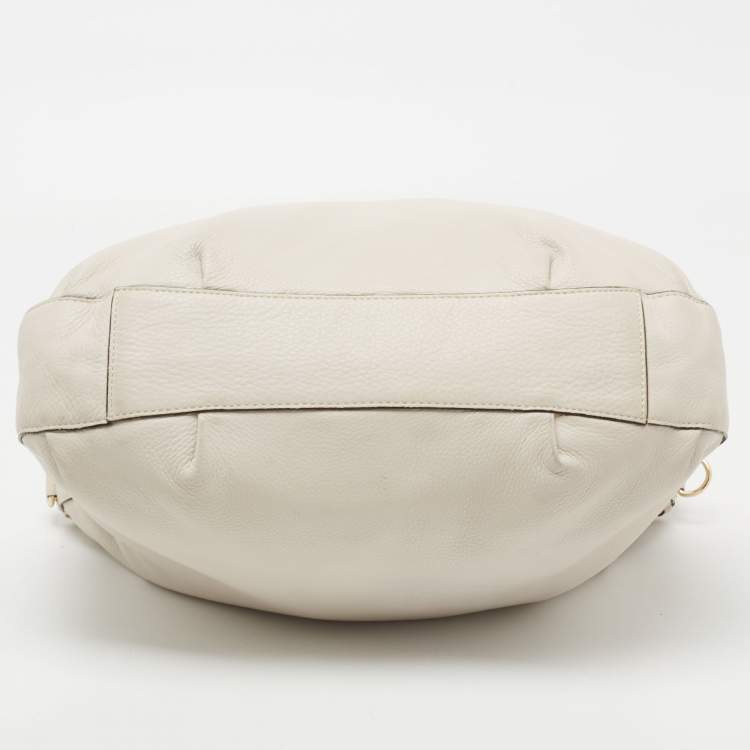 Pre Owned MICHAEL Michael Kors White Leather Whipstitch Detail Bennet Tote
