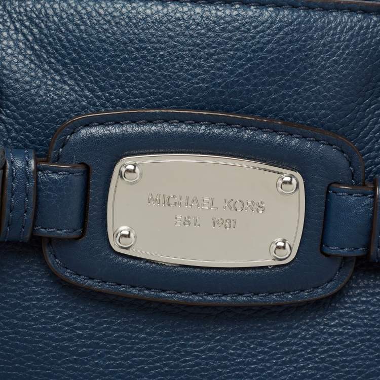 Pre Owned MICHAEL Michael Kors Blue Leather Large Hamilton Satchel