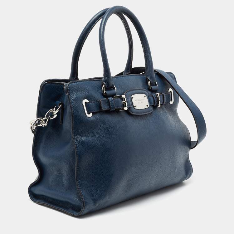 Pre Owned MICHAEL Michael Kors Blue Leather Large Hamilton Satchel