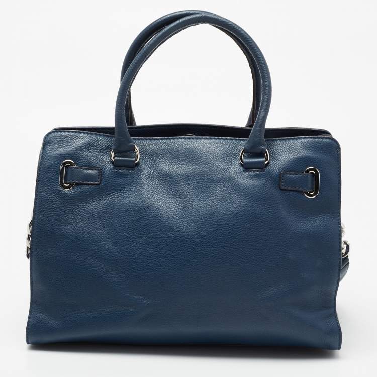 Pre Owned MICHAEL Michael Kors Blue Leather Large Hamilton Satchel