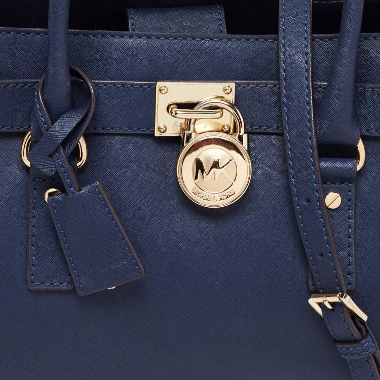 Pre Owned MICHAEL Michael Kors Navy Blue Leather Hamilton Tote 