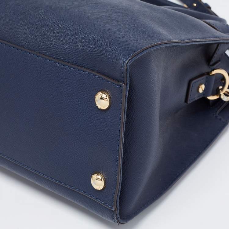 Pre Owned MICHAEL Michael Kors Navy Blue Leather Hamilton Tote 