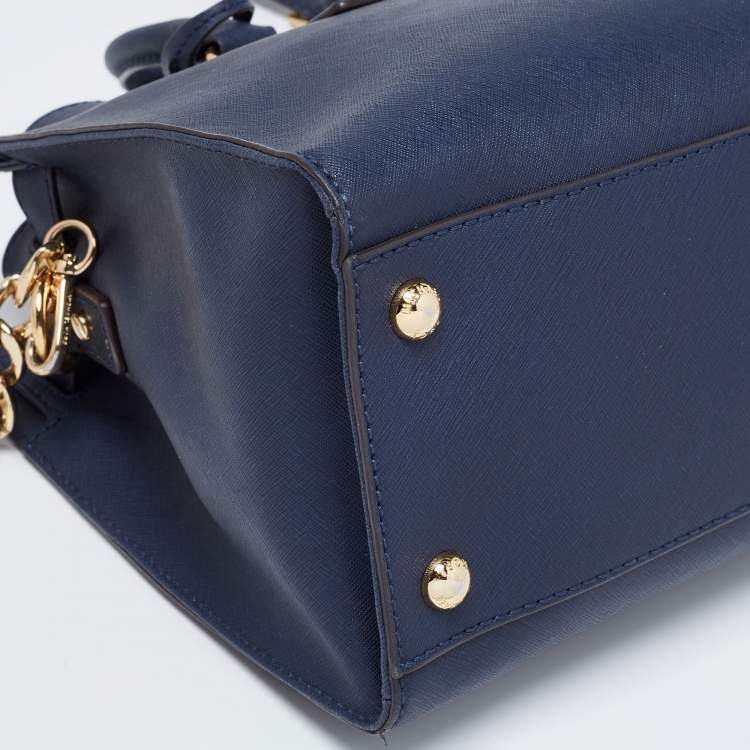 Pre Owned MICHAEL Michael Kors Navy Blue Leather Hamilton Tote 