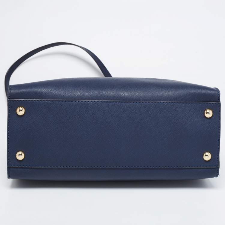 Pre Owned MICHAEL Michael Kors Navy Blue Leather Hamilton Tote 