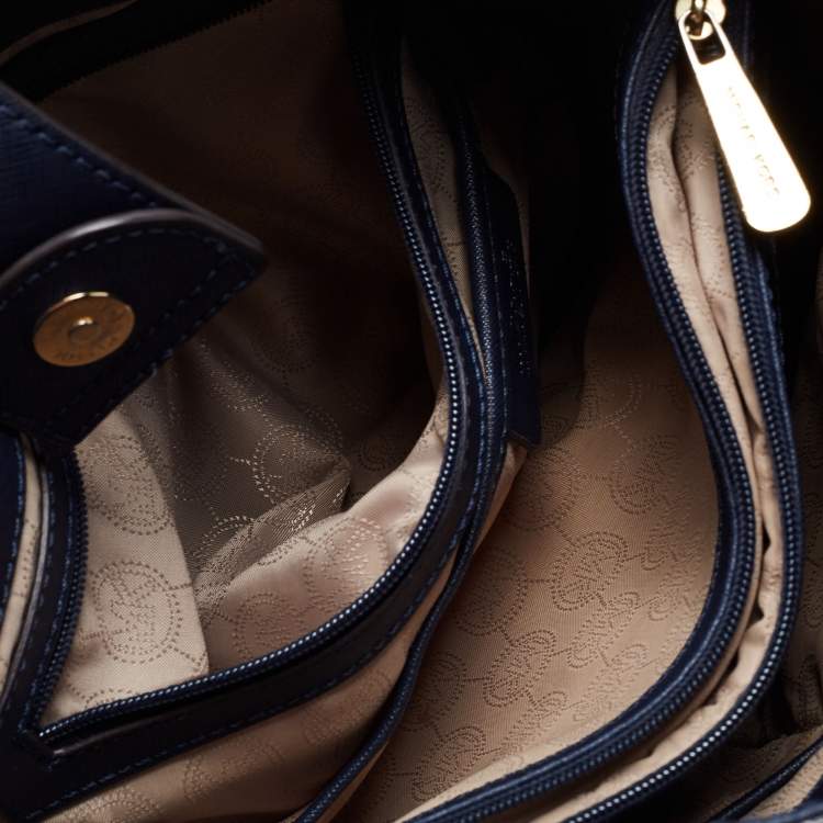 Pre Owned MICHAEL Michael Kors Navy Blue Leather Hamilton Tote 