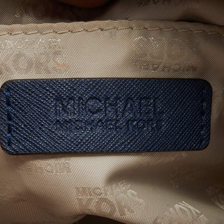 Pre Owned MICHAEL Michael Kors Navy Blue Saffiano Leather Zip Satchel