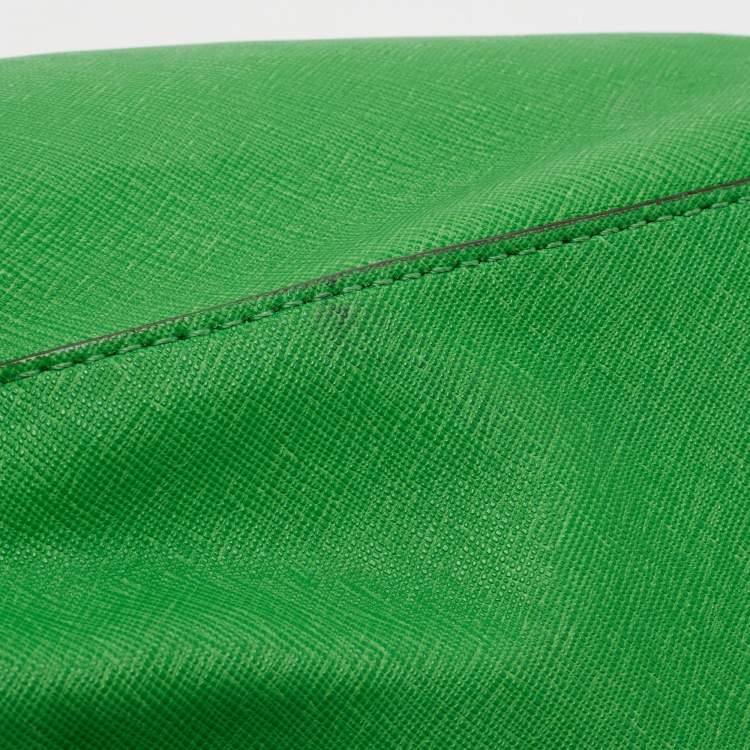 Pre Owned Michael Kors Green Saffiano Leather Large Jet Set Travel Tote
