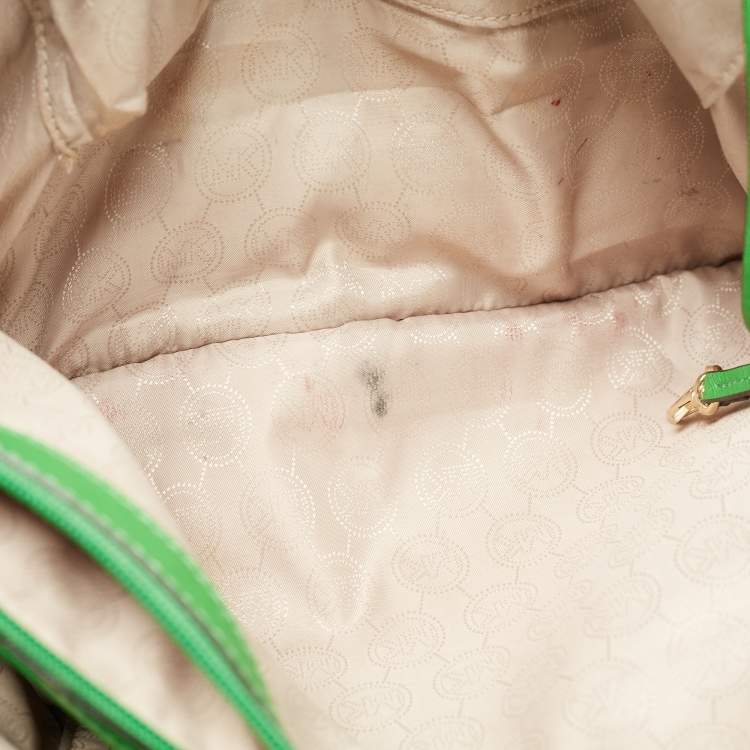 Pre Owned Michael Kors Green Saffiano Leather Large Jet Set Travel Tote