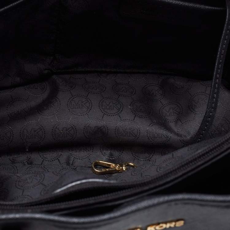 Pre Owned MICHAEL Michael Kors Black Saffiano Leather Large Jet Set Travel Tote