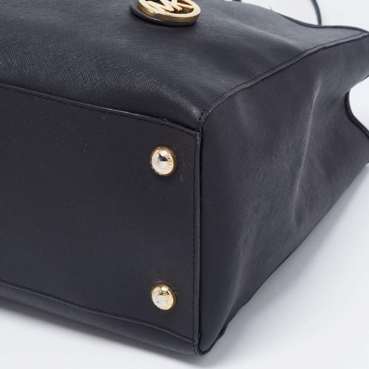 Pre Owned MICHAEL Michael Kors Black Saffiano Leather Large Jet Set Travel Tote